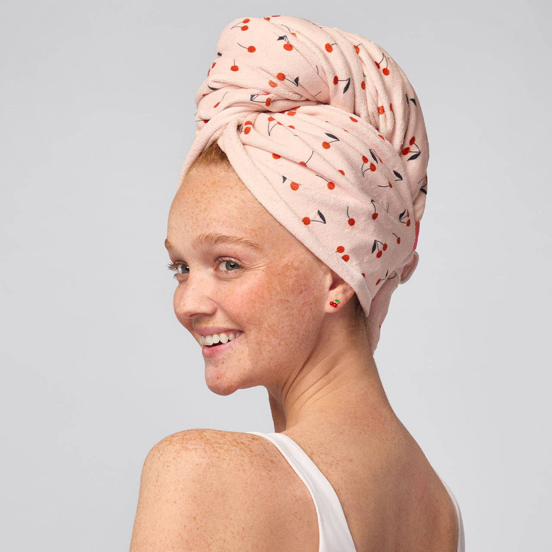 Kitsch - XL Hair Towel Wrap (Cherry Print)