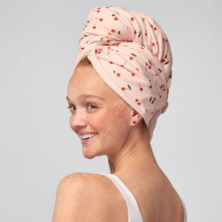 Kitsch - XL Hair Towel Wrap (Cherry Print)