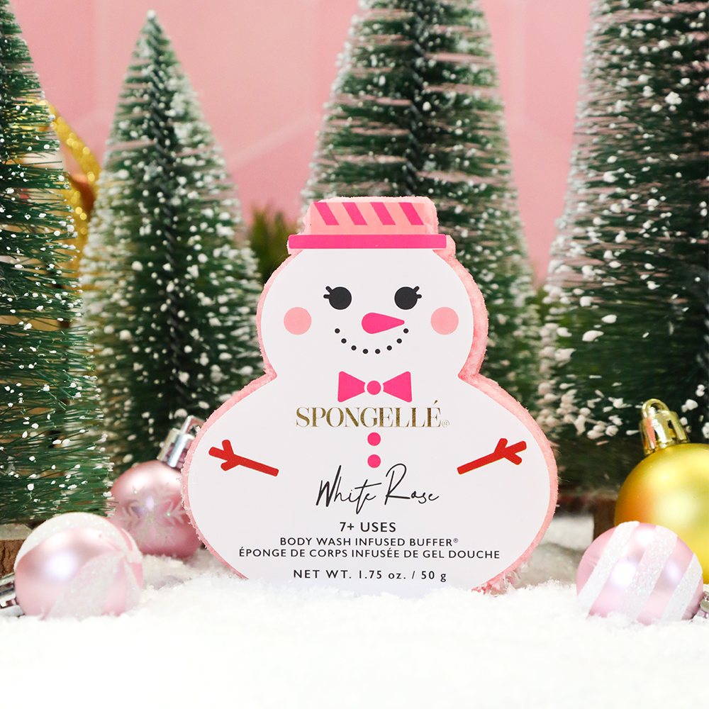 Spongellé - White Rose Snowman Holiday Buffer