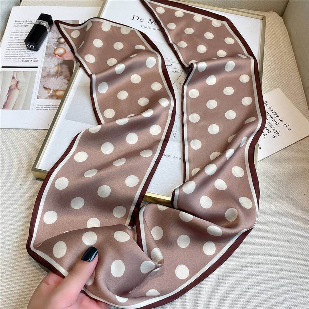 Penny - Polka Dot Silk Head Scarf - Taupe