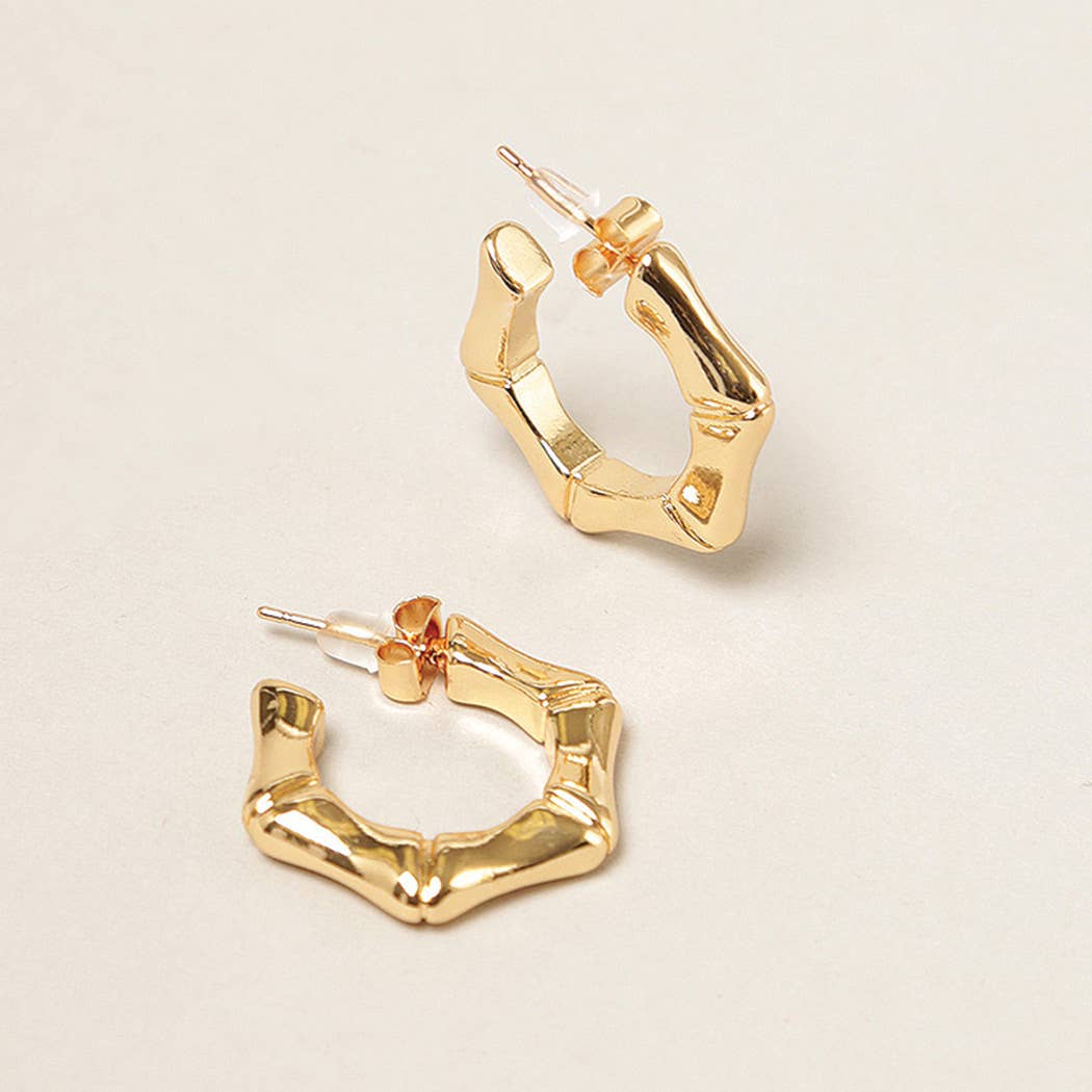 Lillian - 14K Gold Dipped Hexagon Hoop Earrings