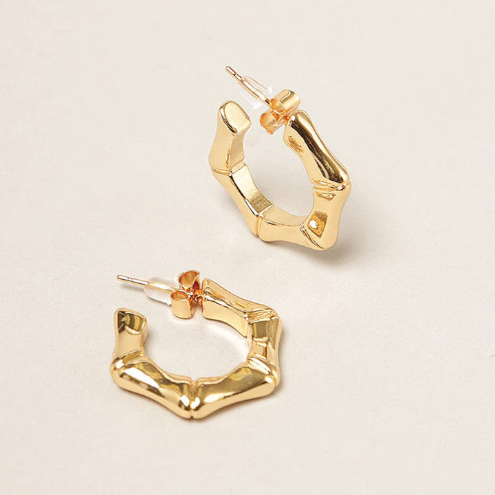 Lillian - 14K Gold Dipped Hexagon Hoop Earrings