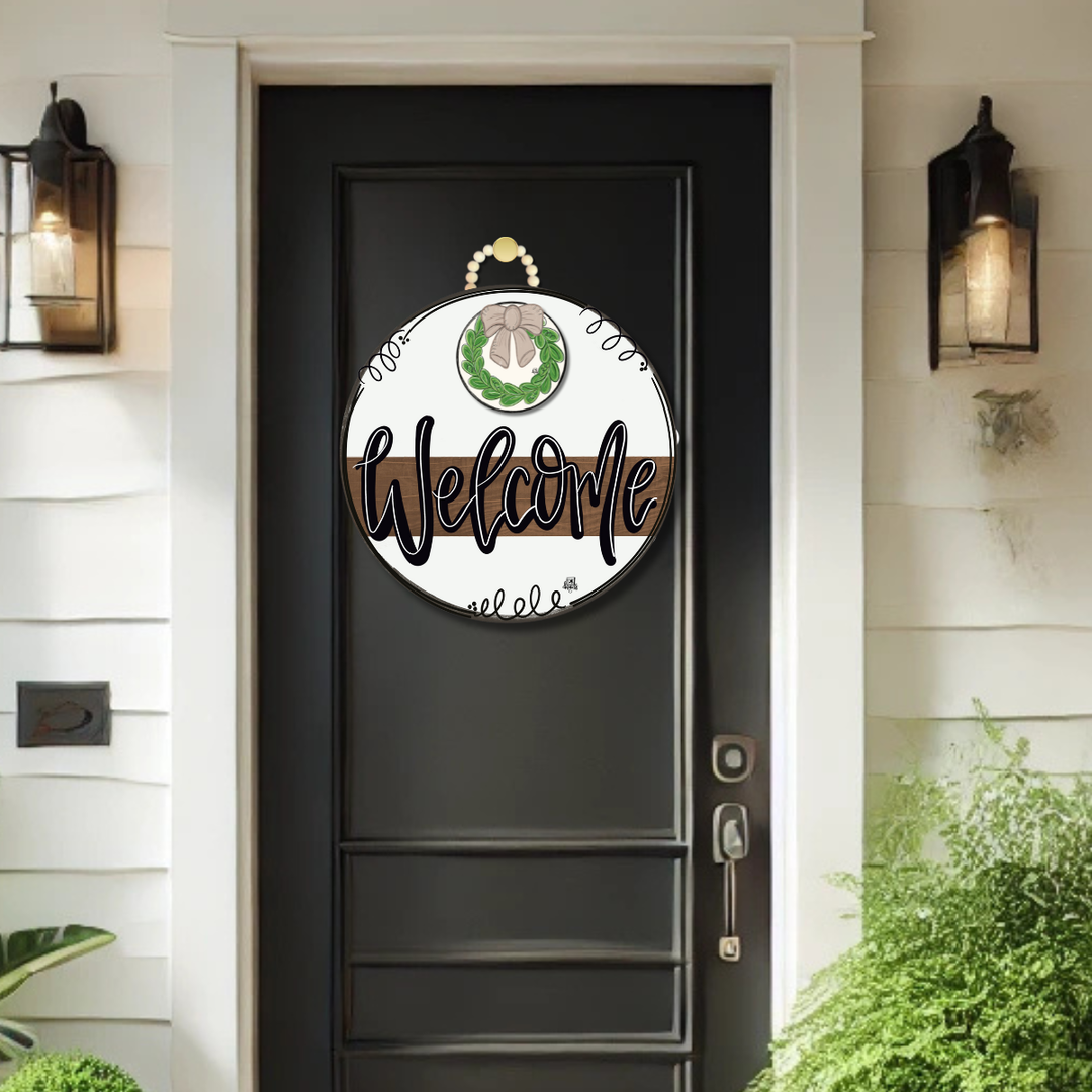 Door Hanger - Stained Striped "Welcome" Sign