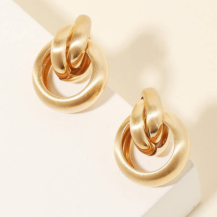 Karri - Brushed Metallic Door Knocker Earrings