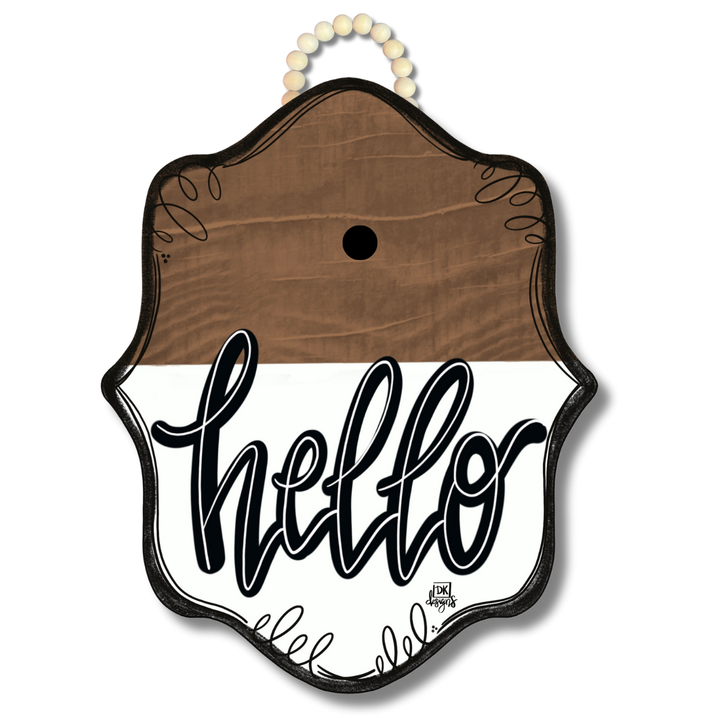DK Stain Bloom Hello Door Hanger w / Room for a Mini