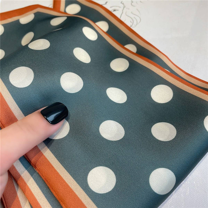 Penny - Polka Dot Silk Head Scarf - Teal