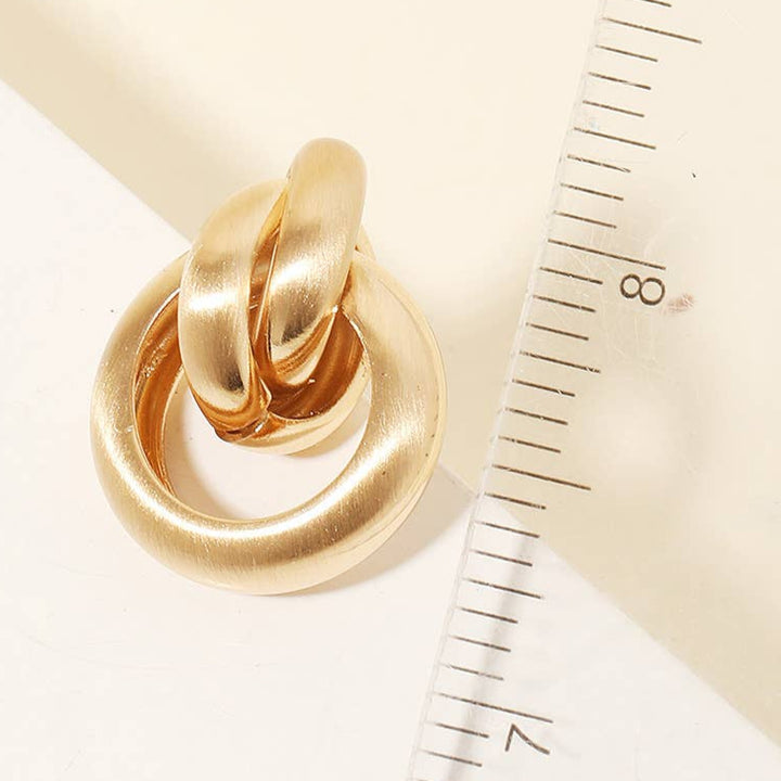 Karri - Brushed Metallic Door Knocker Earrings