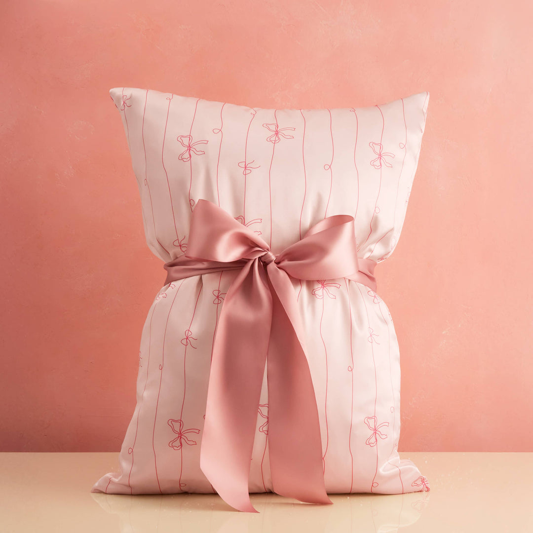 Kitsch - Holiday Satin Pillowcase (Stripes & Bows)