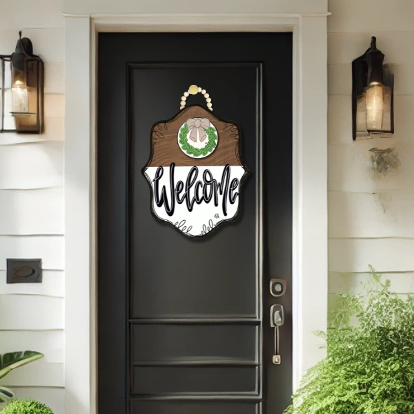 Door Hanger - Stain Bloom "Welcome" Sign