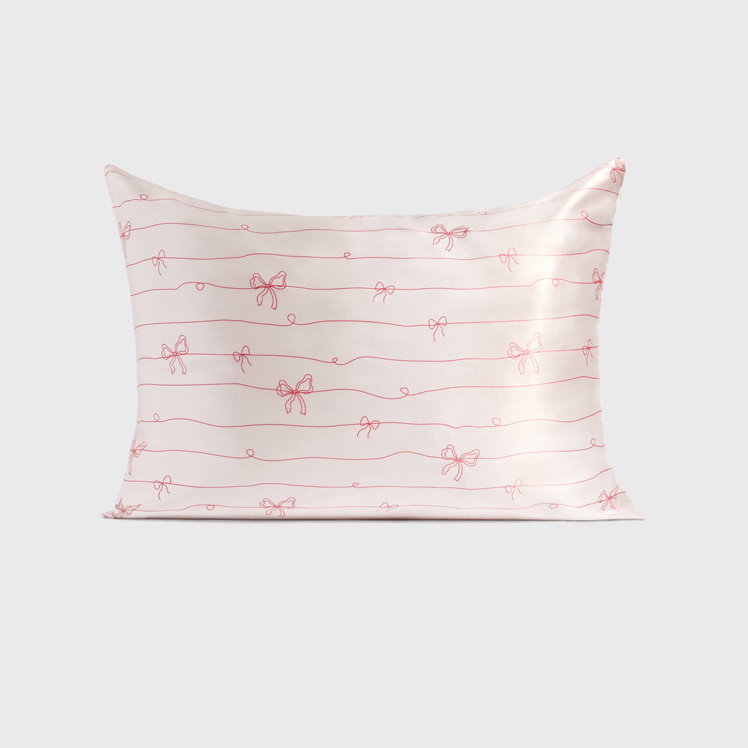 Kitsch - Holiday Satin Pillowcase (Stripes & Bows)