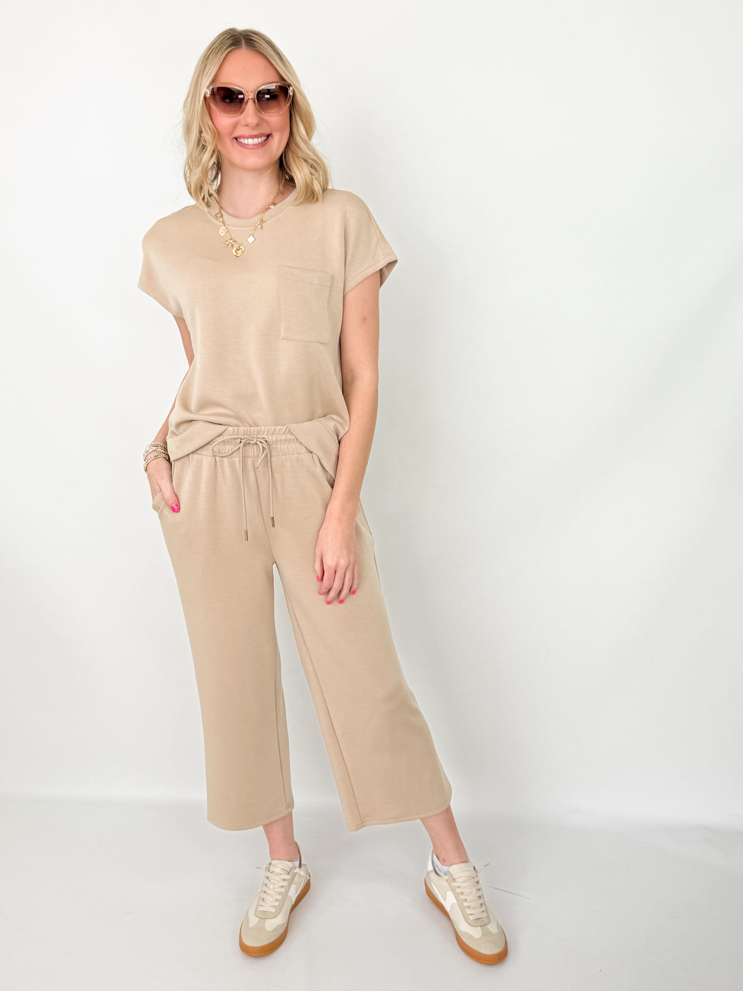 Sabrina - Short Sleeve Pant Set (Mocha)