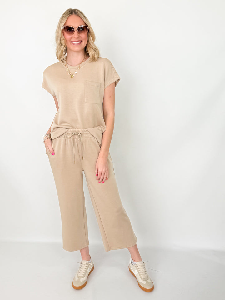 Sabrina - Short Sleeve Pant Set (Mocha)