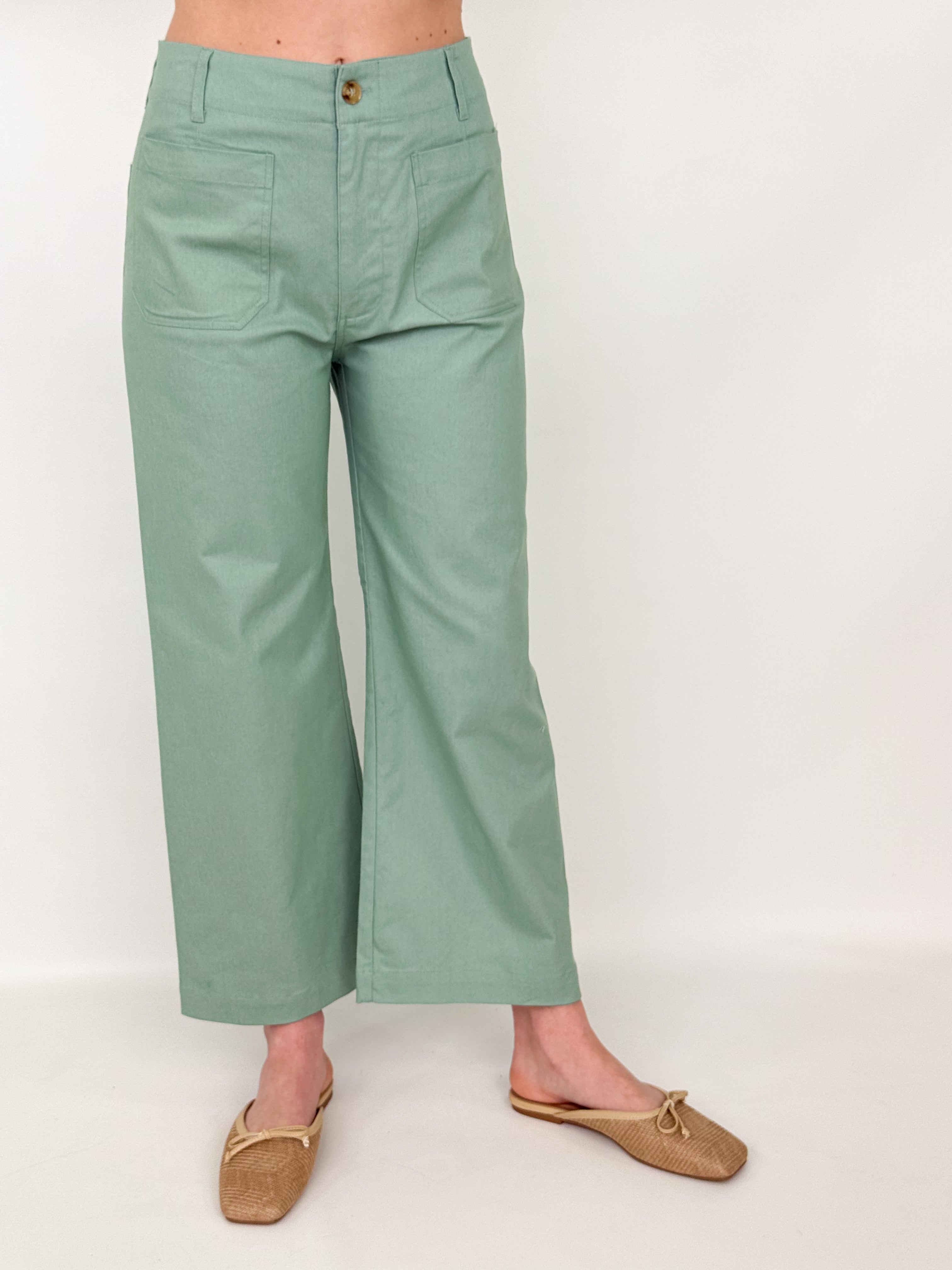 Lasarah - Ankle Cropped Pants (Seafoam)
