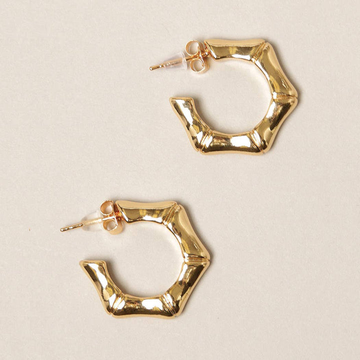 Lillian - 14K Gold Dipped Hexagon Hoop Earrings