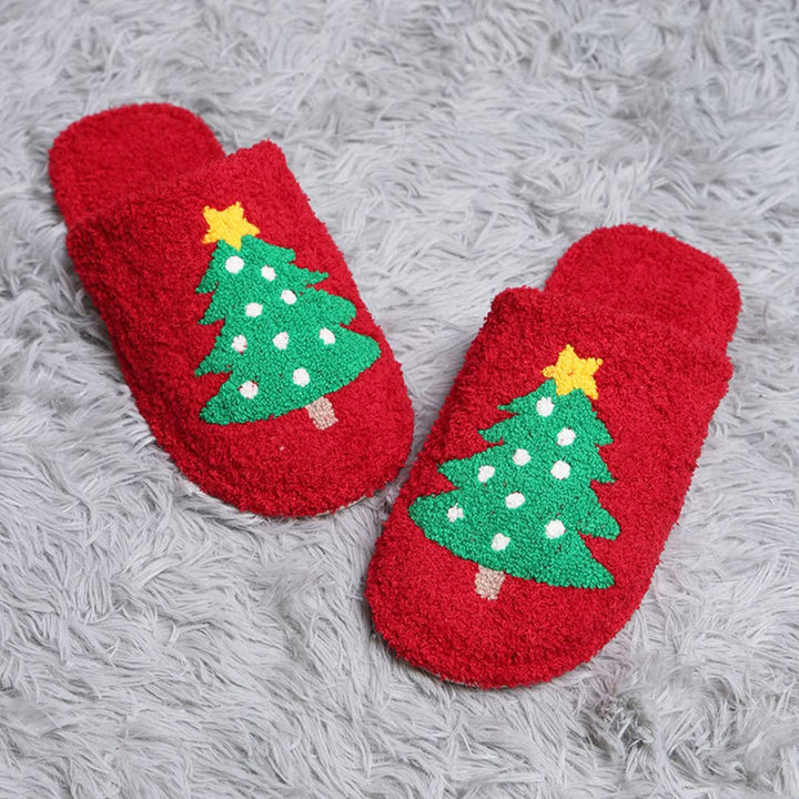 Red Christmas Tree Slippers