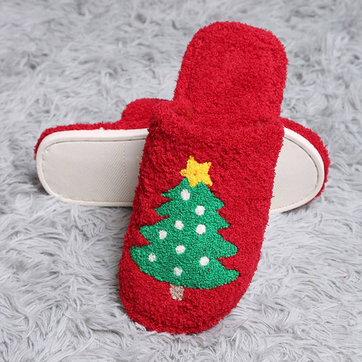Red Christmas Tree Slippers