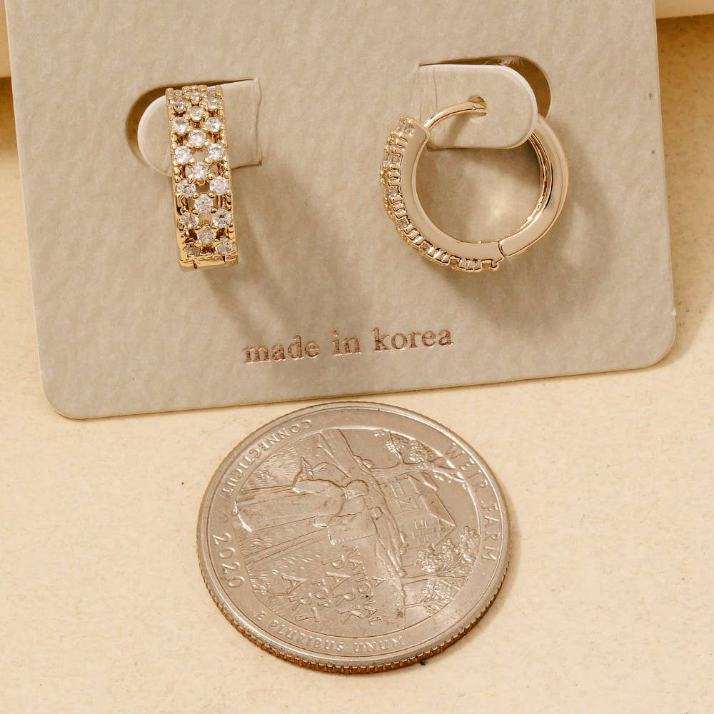 Suzi - Rhinestone Checkered Hoop Earrings