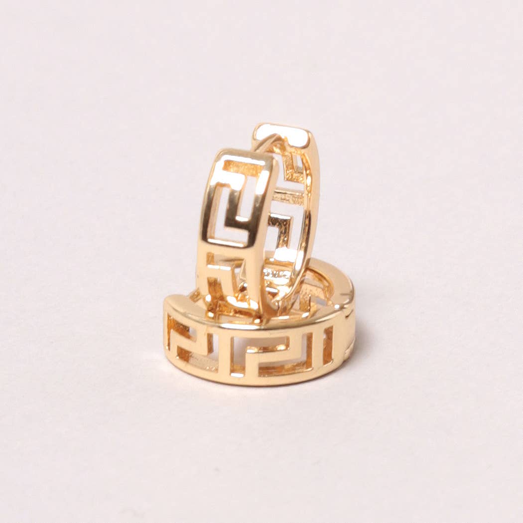 Ava - 14K Gold-Dipped Carved Hoop Earring