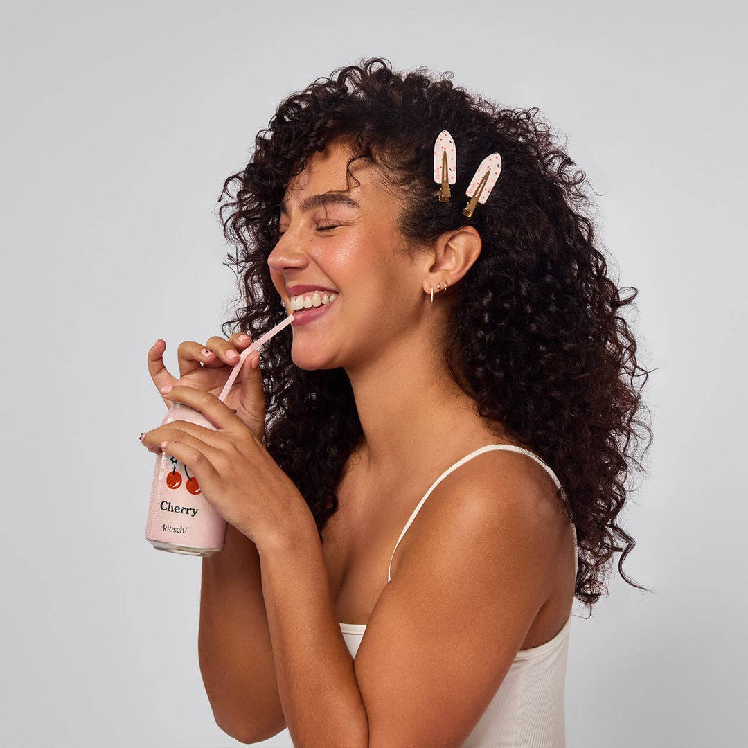 Kitsch - Recycled Plastic Creaseless Clips 4pc Set (Cherry Print)