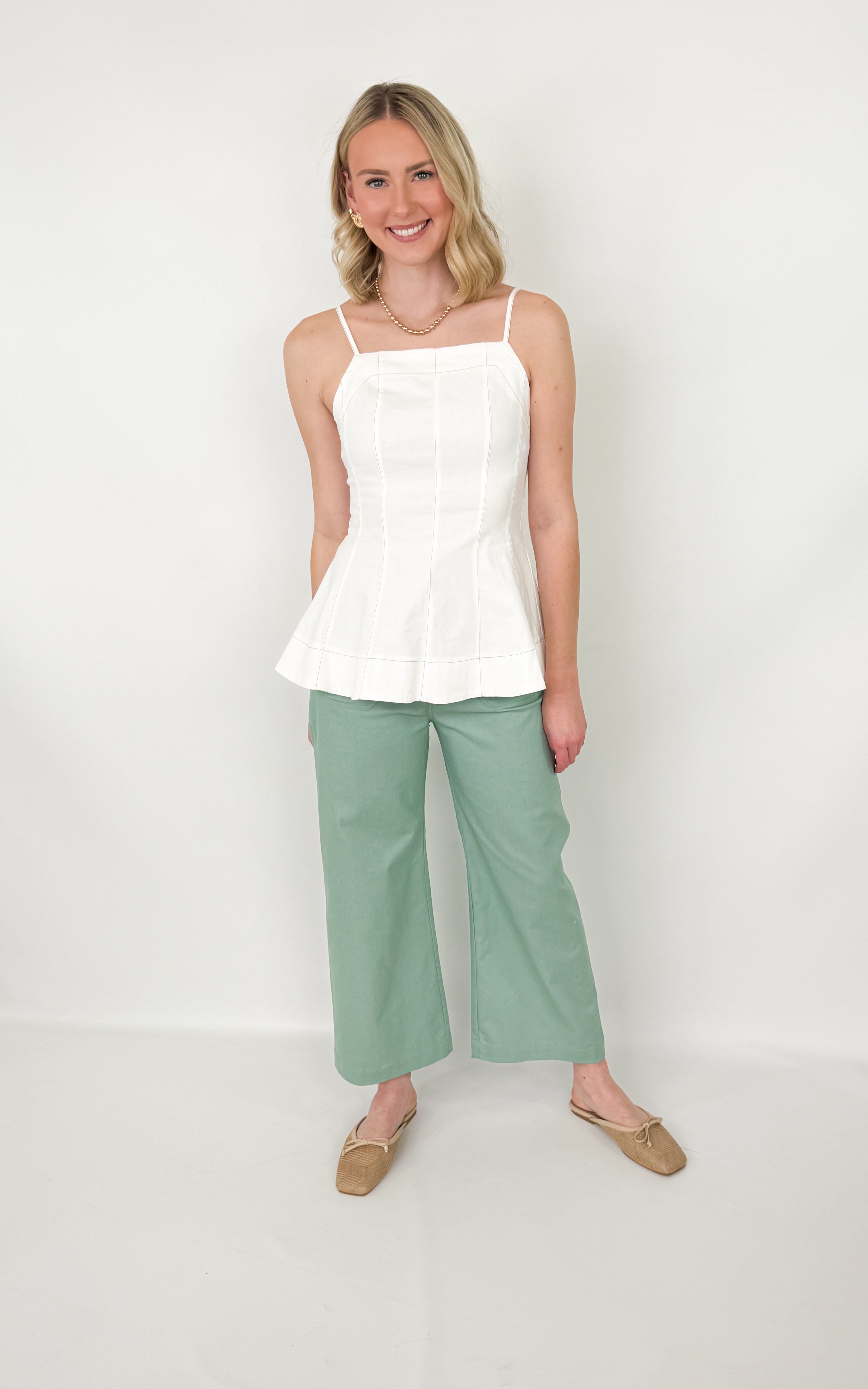 Lasarah - Ankle Cropped Pants (Seafoam)