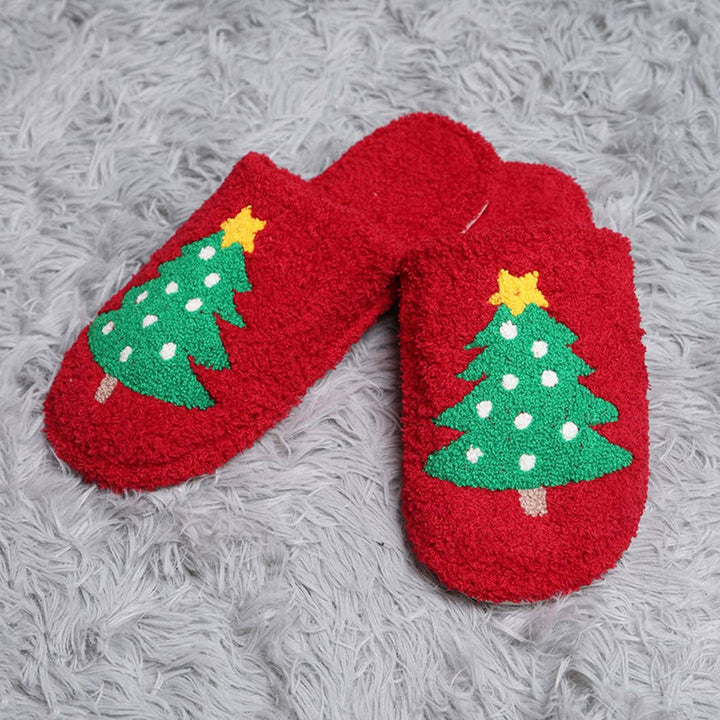 Red Christmas Tree Slippers