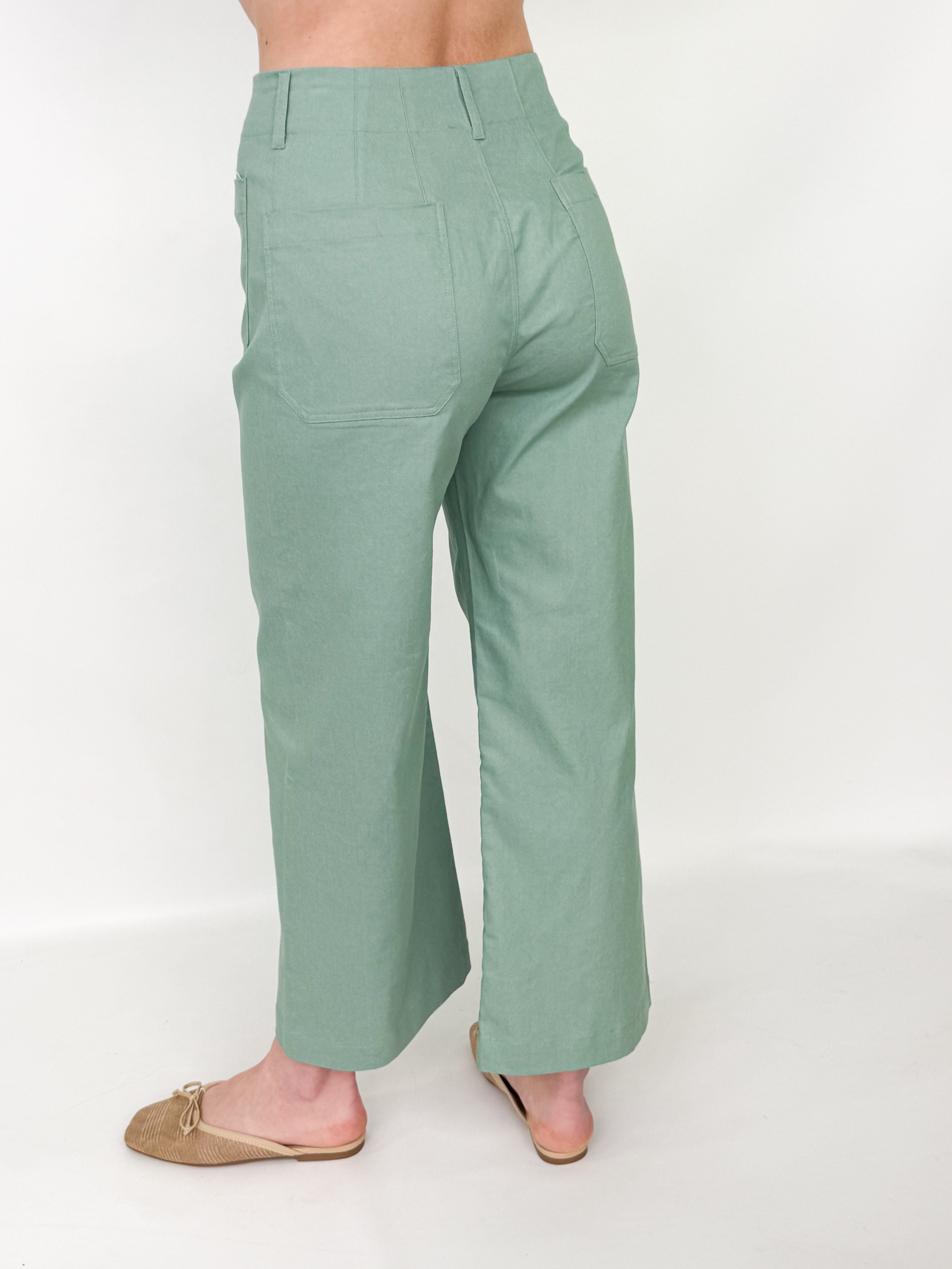 Lasarah - Ankle Cropped Pants (Seafoam)