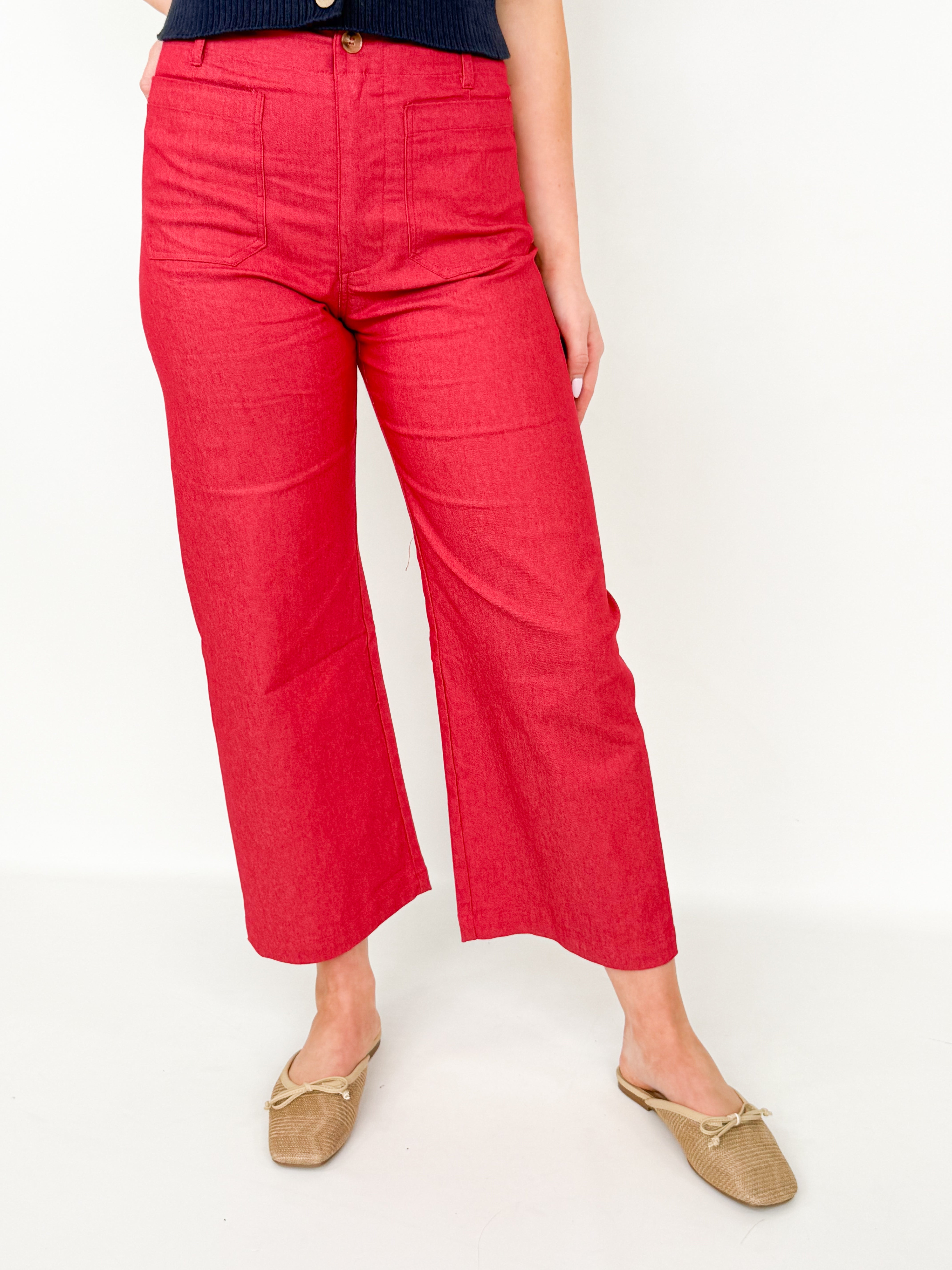Lasarah - Ankle Cropped Pants (Raspberry)