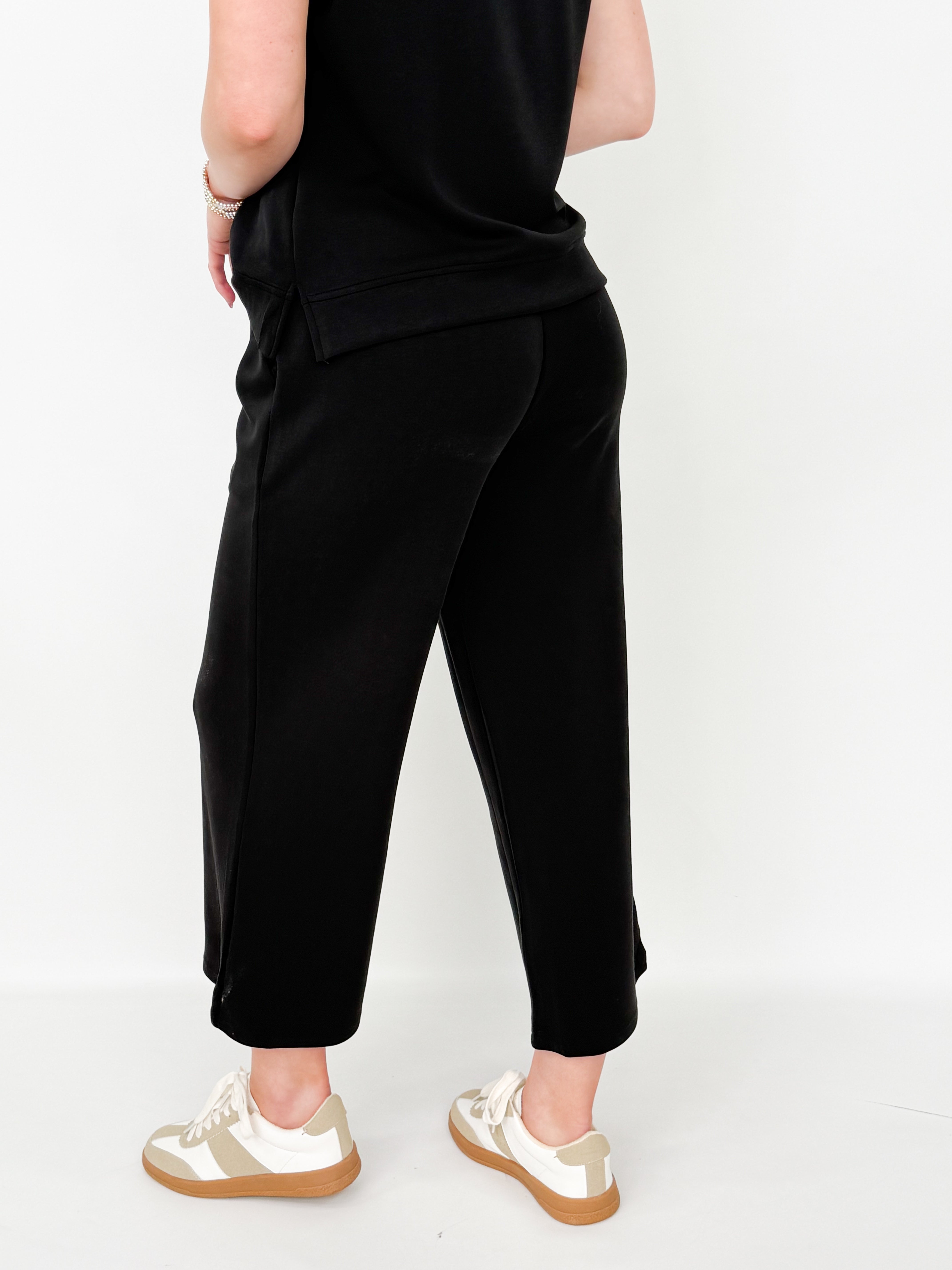 Sabrina - Short Sleeve Pant Set (Black)