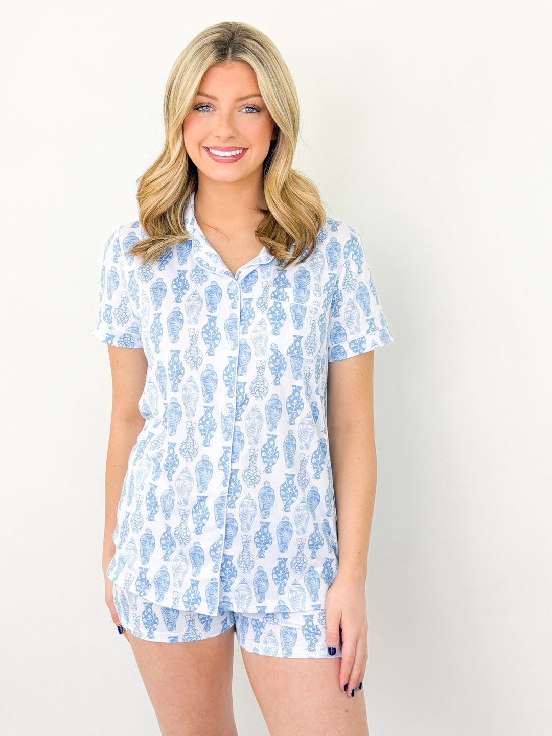 Lisha - Blue Chinoiserie Pajama Set