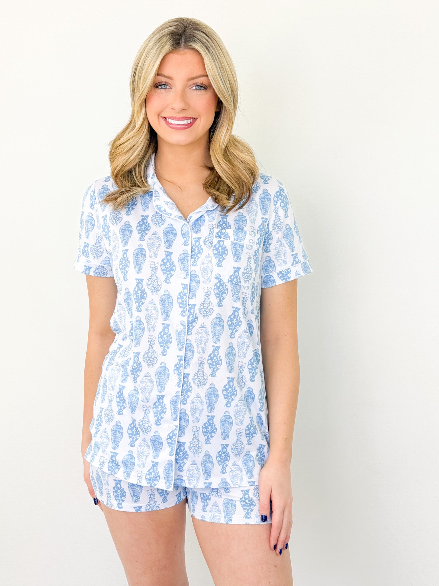 Lisha - Blue Chinoiserie Pajama Set