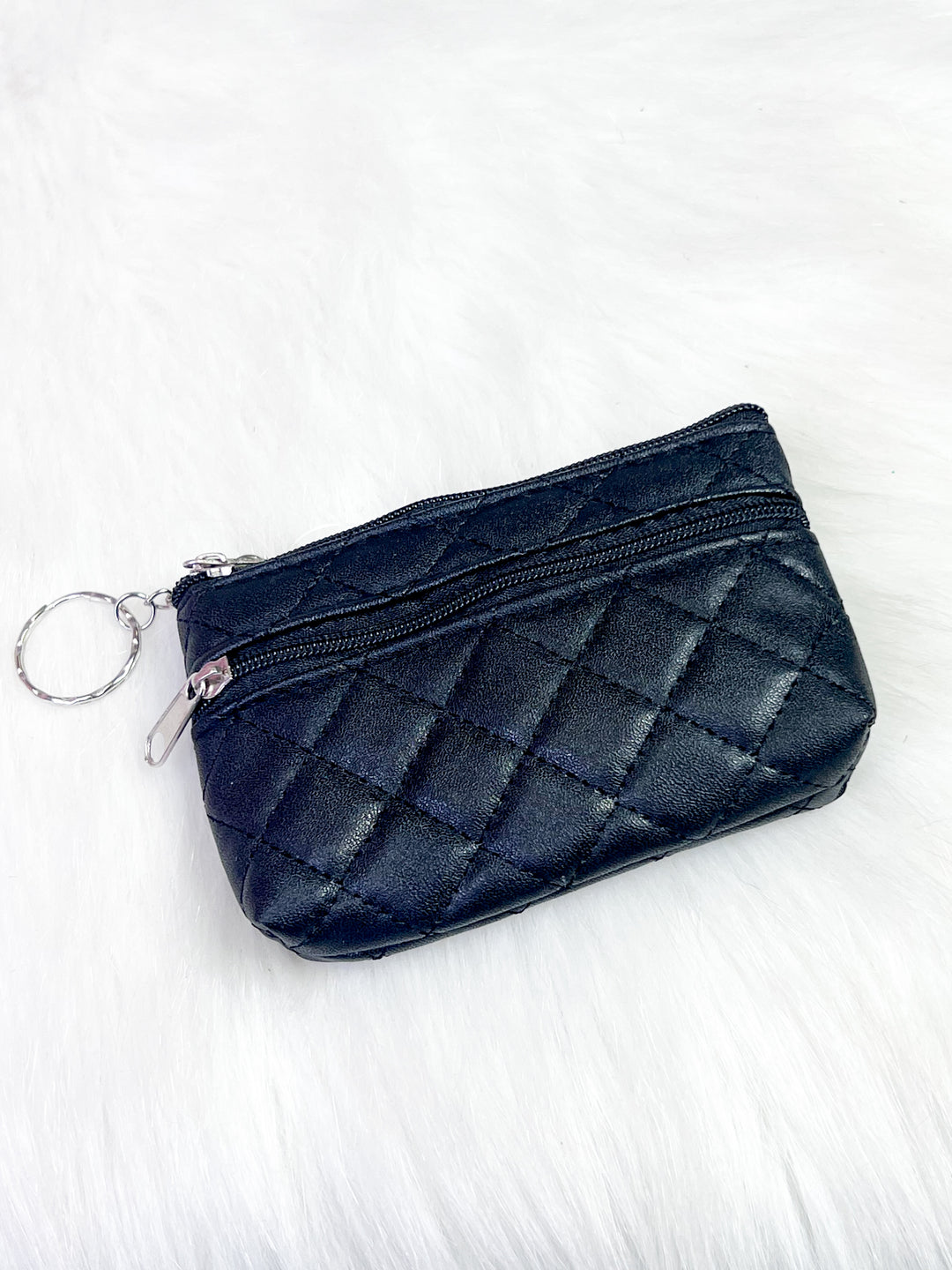Tara - Black Quilted Keychain Wallet