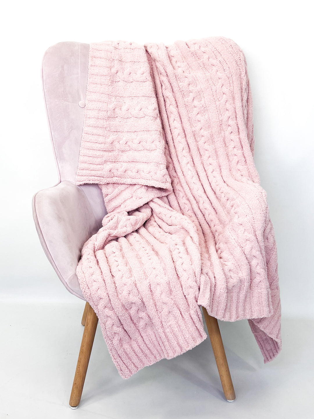 Comfyluxe - Braided Cable Knit Blanket (Pink)
