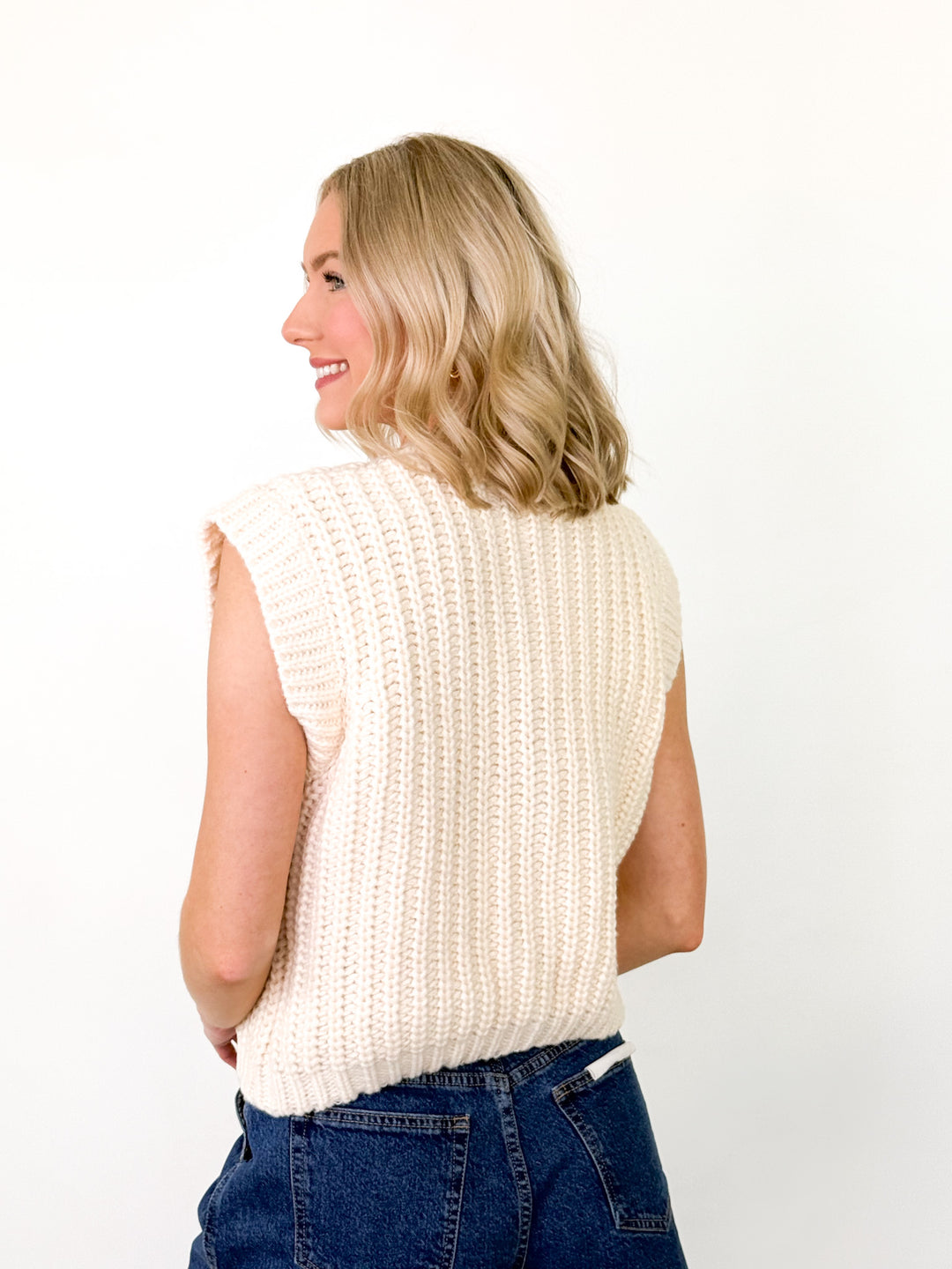 Morgan - Knit Gold Button Vest