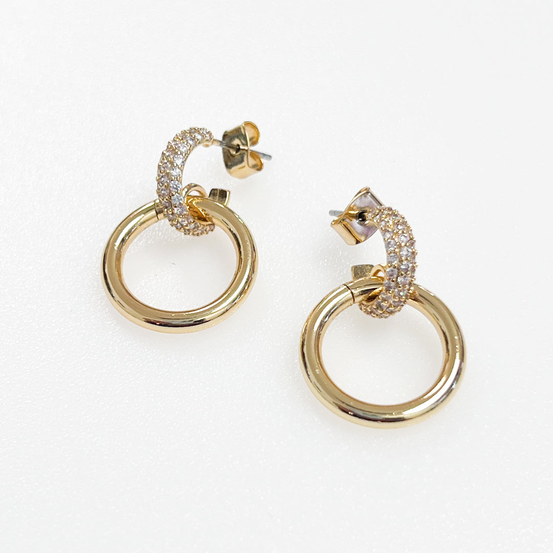 Leah - Gold Rhinestone Door Knocker Earrings