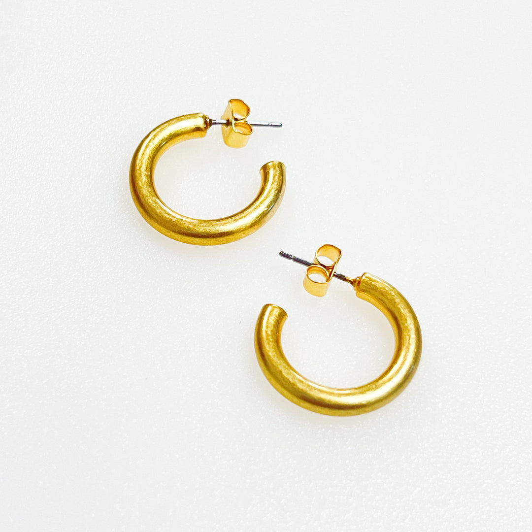 Isabella - Brushed Gold Hoop Earrings