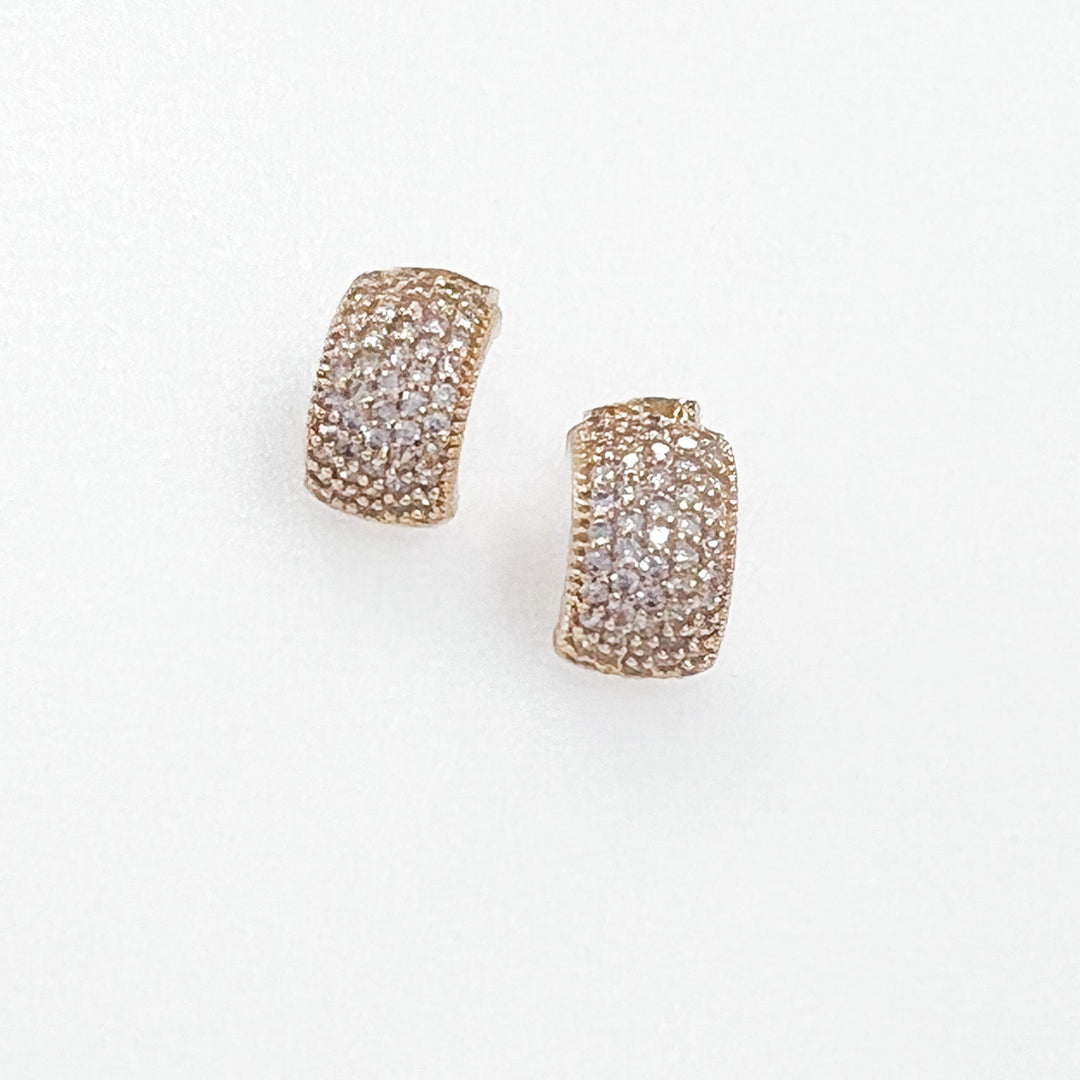 Stella - Gold Pavé Rhinestone Stud Earrings