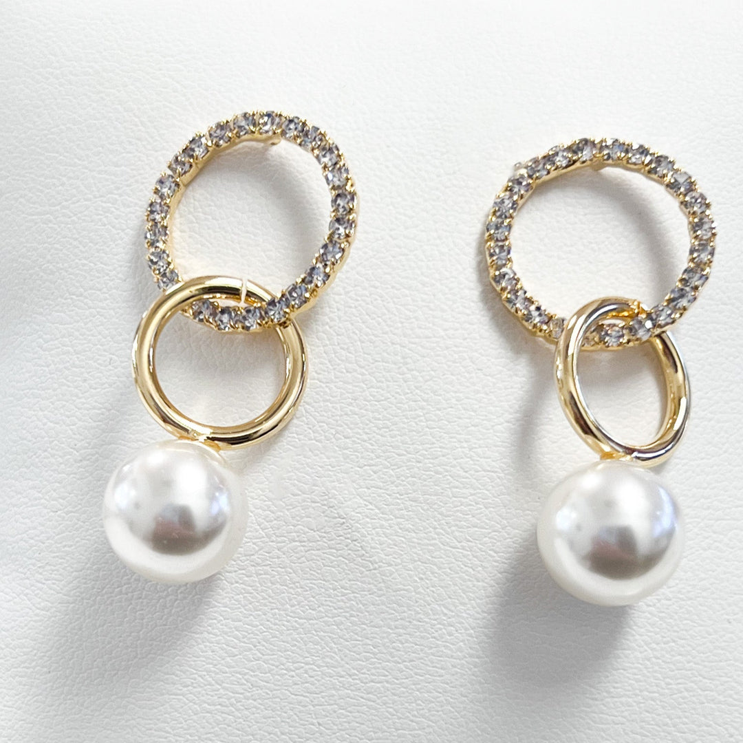 Jazlyn - Rhinestone & Pearl Drop Earrings