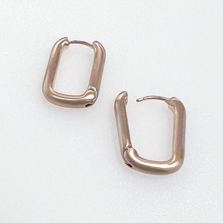 Oaklynn - Brushed Gold Rectangle Huggies