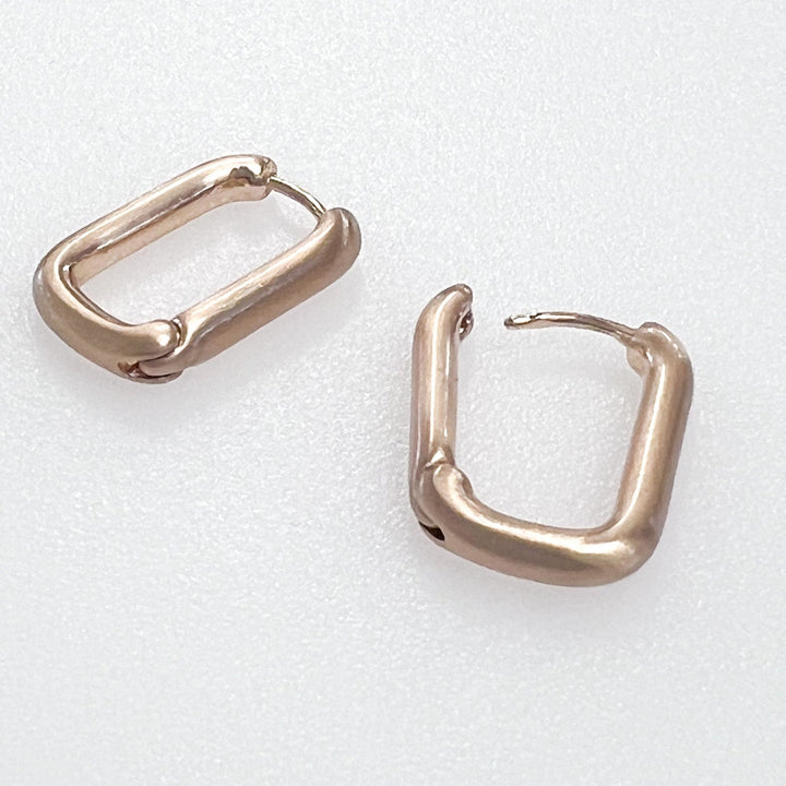 Oaklynn - Brushed Gold Rectangle Huggies