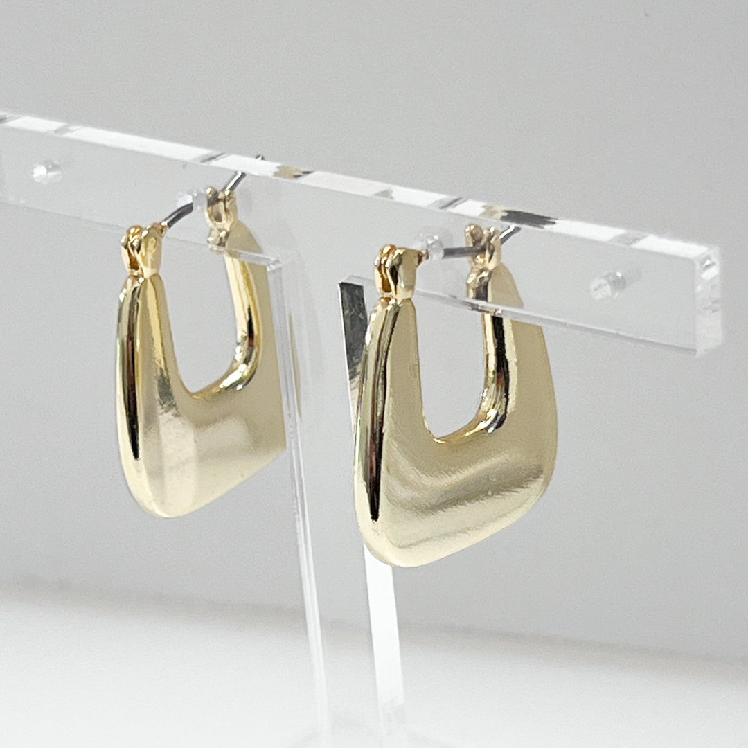 Estella - Gold Flat Hinge Back Hoops