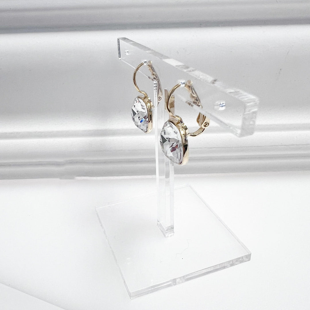 Lina - Cushion Cut Rhinestone Lever Back Earrings