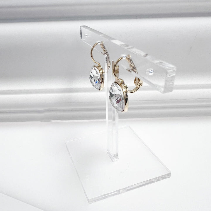 Lina - Cushion Cut Rhinestone Lever Back Earrings