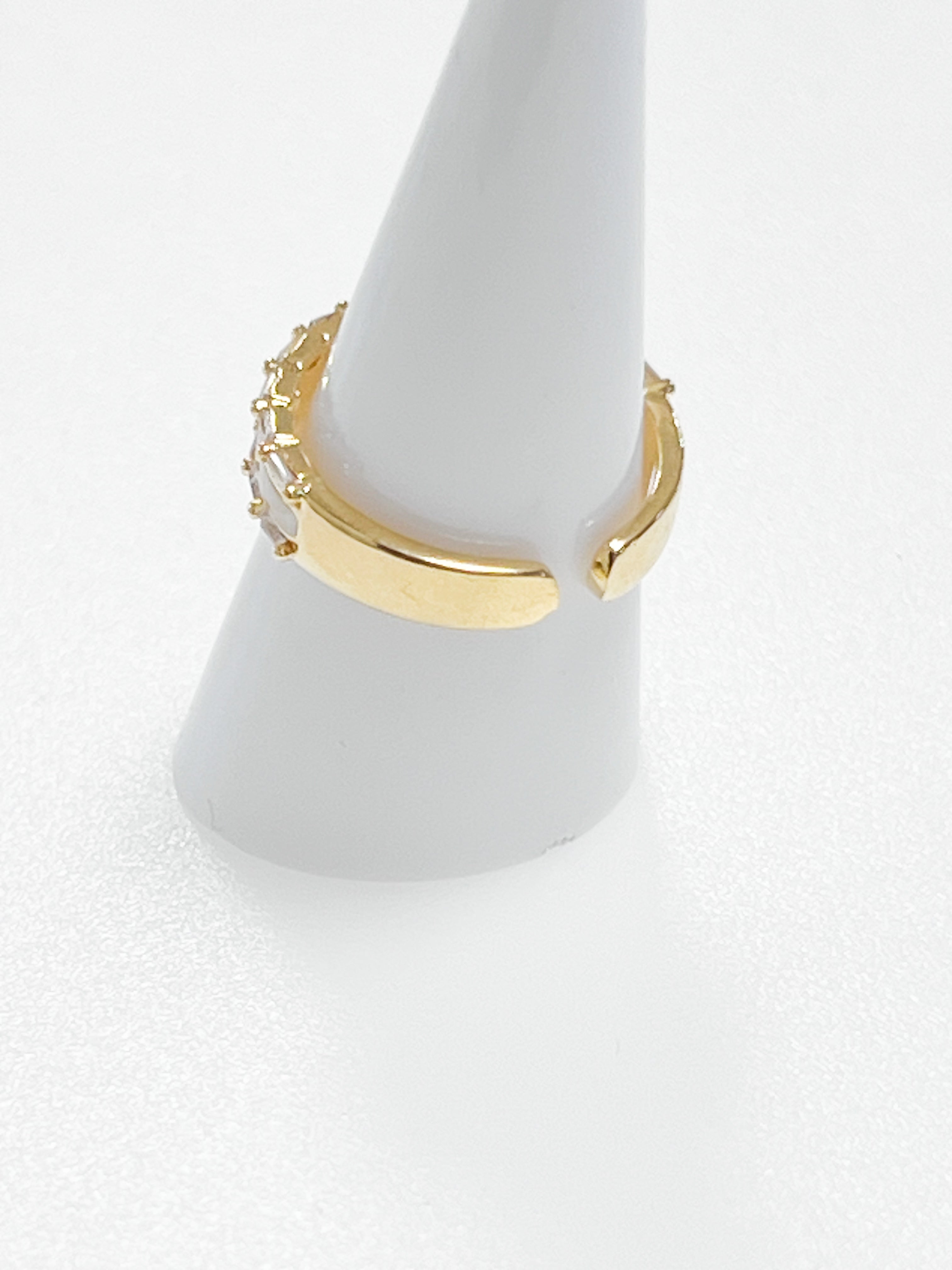 Leslie - Enamel + Gold Ring w/ Baguette Rhinestones