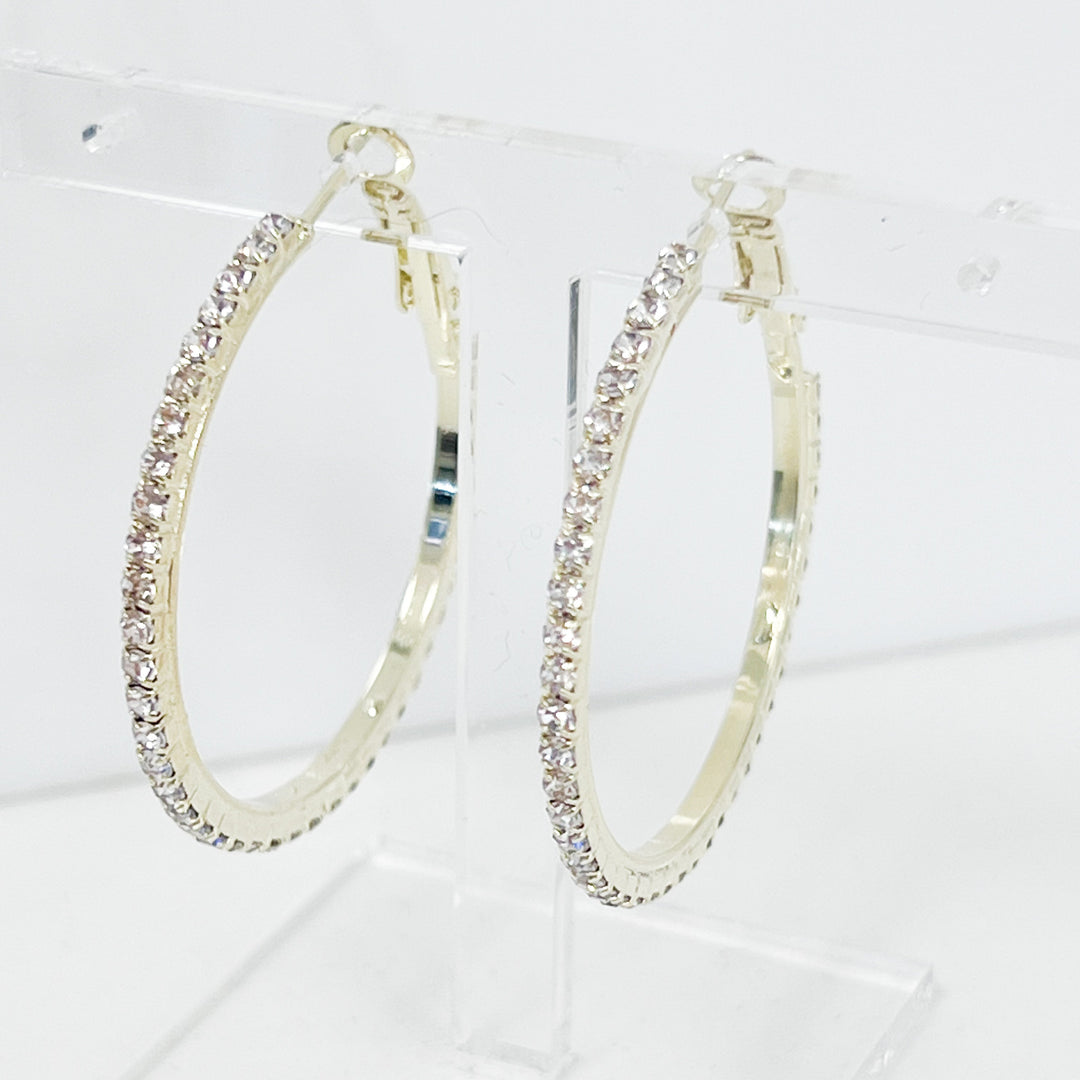 Catie - Gold Rhinestone Hoop Earrings