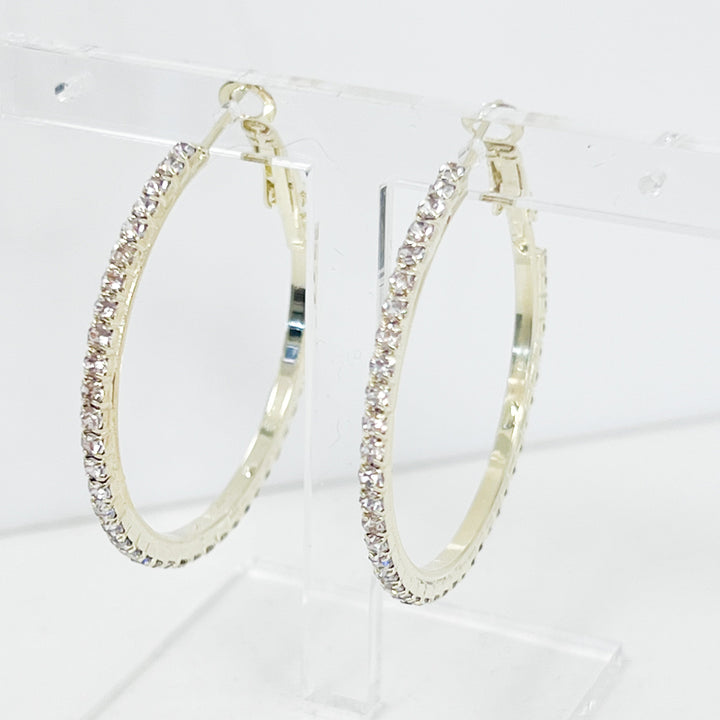 Catie - Gold Rhinestone Hoop Earrings