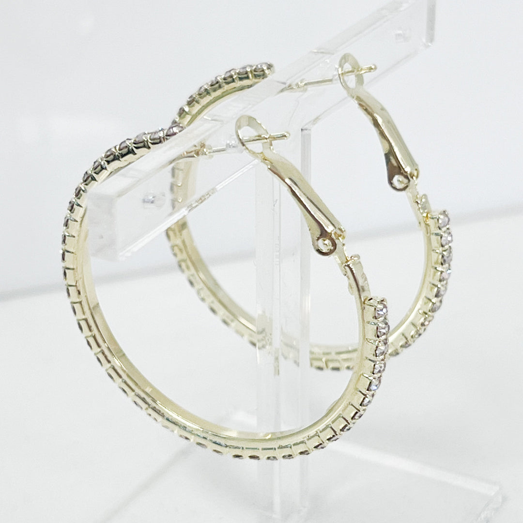 Catie - Gold Rhinestone Hoop Earrings