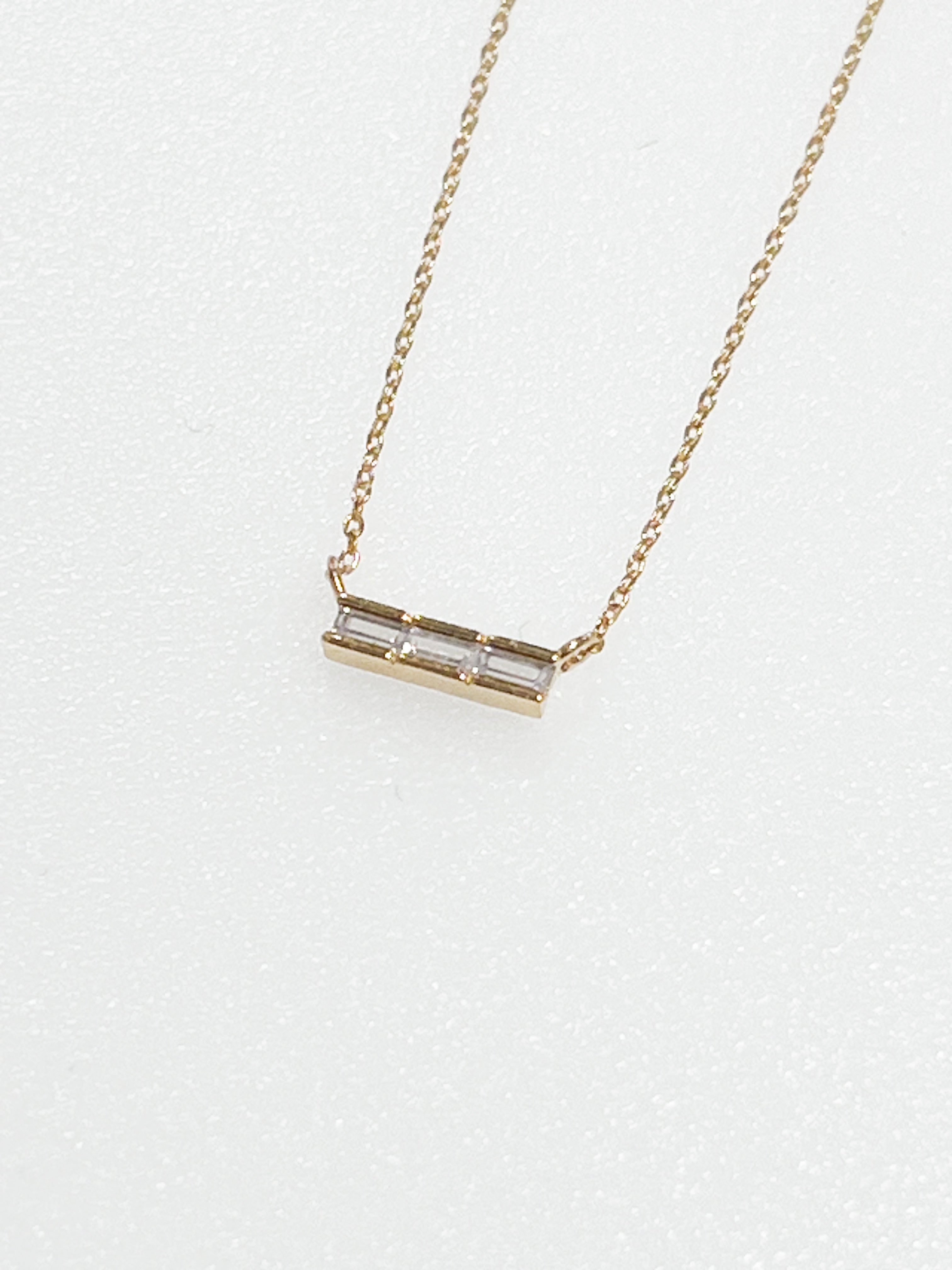 Bonnie - Dainty Gold Baguette Rhinestone Necklace