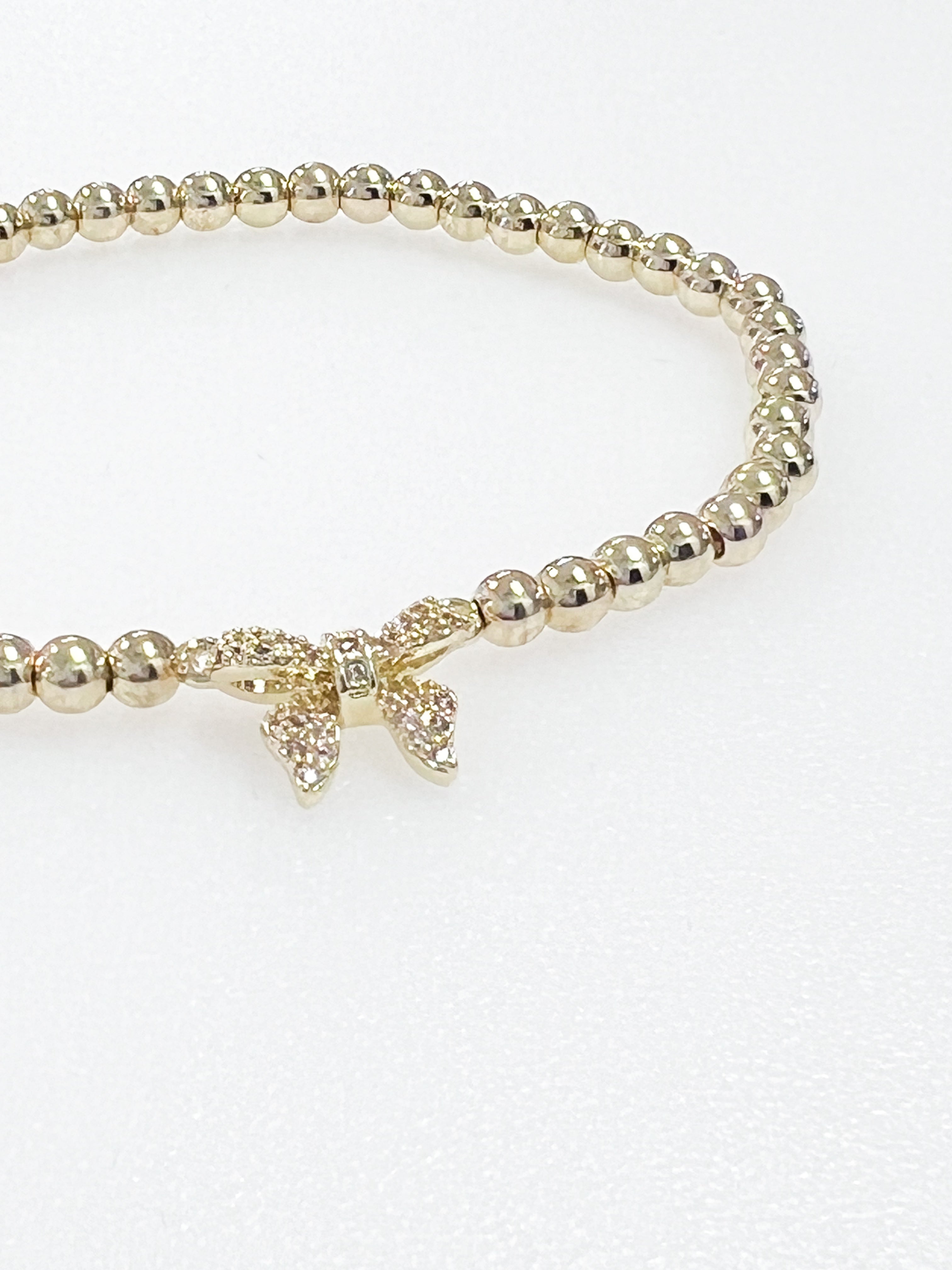 Paisley - Gold Beaded Bracelet w/ Rhinestone Bow
