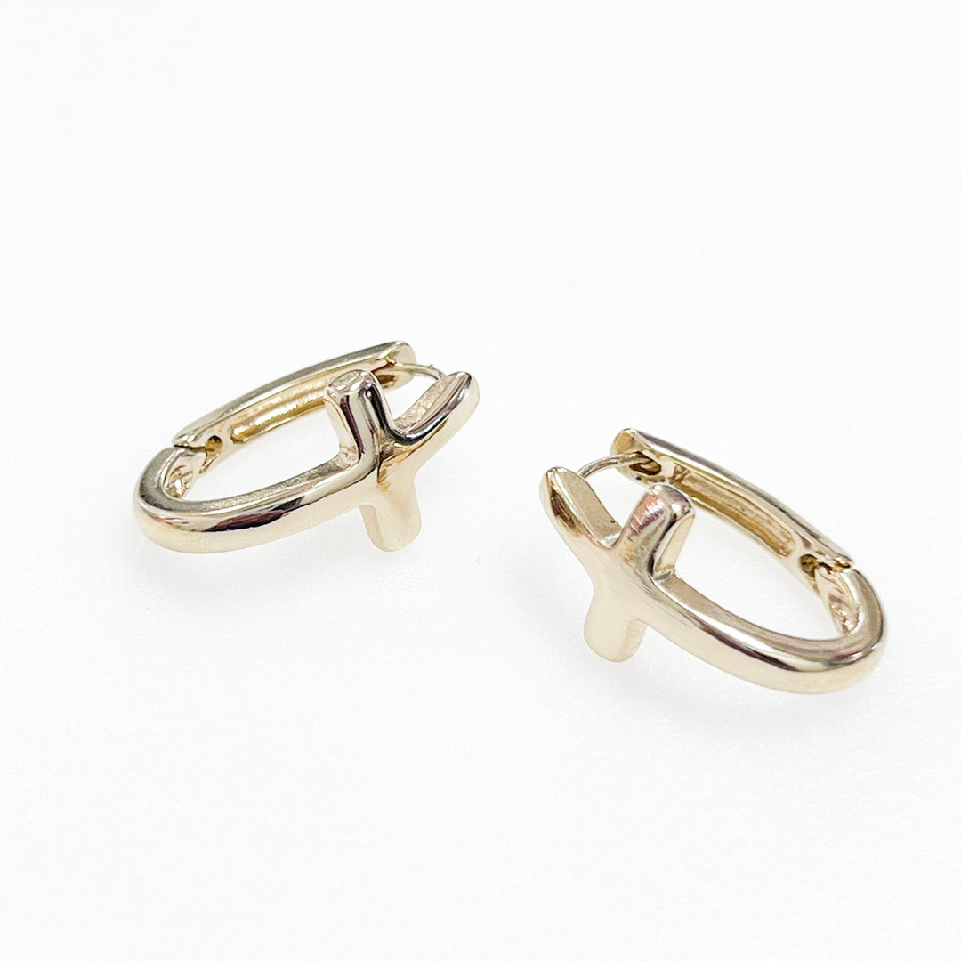 Sadie - Gold Cross Hoop Earrings