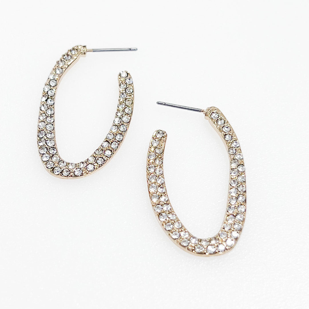 Cora - Rhinestone Oval Hoop Earrings